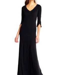 Adrianna Papell - AP1E201431 Embellished Long Sleeve Stretch Gown