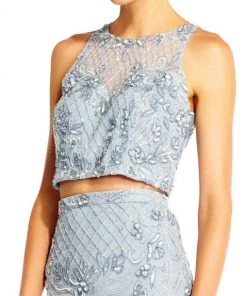 Adrianna Papell - AP1E201534 Beaded Halter Illusion Two Piece Gown Formal Gowns 8 Adrianna Papell - AP1E201534 Beaded Halter Illusion Two Piece Gown Formal Gowns