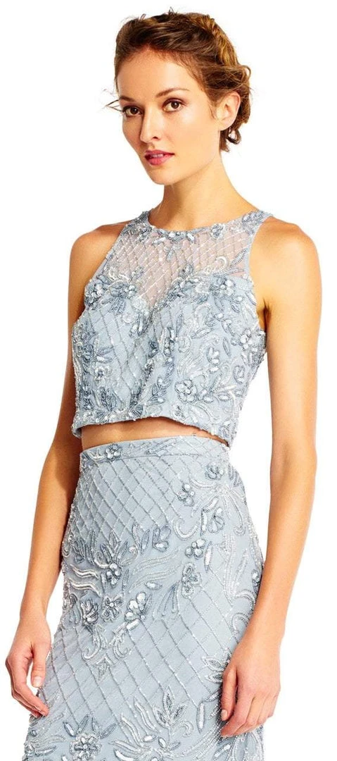 Adrianna Papell - AP1E201534 Beaded Halter Illusion Two Piece Gown Formal Gowns 5 Adrianna Papell - AP1E201534 Beaded Halter Illusion Two Piece Gown Formal Gowns