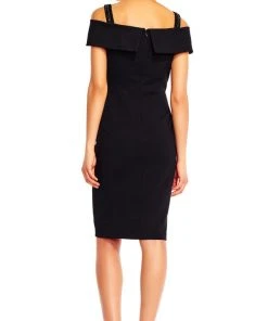 Adrianna Papell - AP1E201555 Embellished Off-shoulder Sheath Dress Cocktail Dresses
