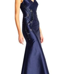 Formal Gowns Adrianna Papell - AP1E201575 Embellished V-neck Trumpet Dress