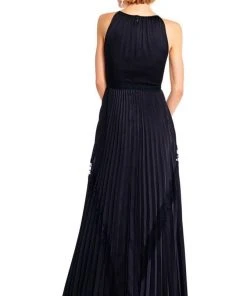 Adrianna Papell - AP1E201701 High Halter Keyhole Cutout Accordion Gown