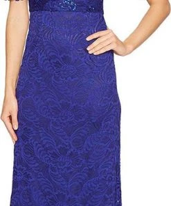 Adrianna Papell - AP1E201705 Lace Bateau A-Line Dress