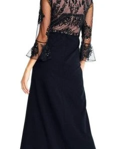 Formal Gowns Adrianna Papell - AP1E201883 Sheer Circular Flounce Sleeve Beaded Gown 7 Formal Gowns Adrianna Papell - AP1E201883 Sheer Circular Flounce Sleeve Beaded Gown