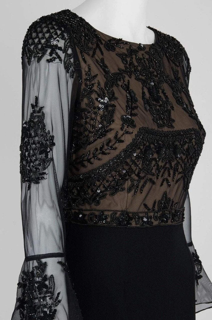 Formal Gowns Adrianna Papell - AP1E201883 Sheer Circular Flounce Sleeve Beaded Gown 6 Formal Gowns Adrianna Papell - AP1E201883 Sheer Circular Flounce Sleeve Beaded Gown