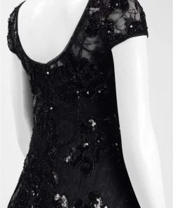 Adrianna Papell - AP1E201934 Embroidered Sequined Bateau Sheath Dress Cocktail Dresses