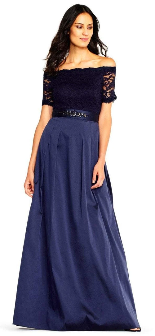 Formal Gowns Adrianna Papell - AP1E201965 Off-Shoulder Taffeta A-line Gown 3 Formal Gowns Adrianna Papell - AP1E201965 Off-Shoulder Taffeta A-line Gown