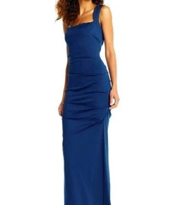 Adrianna Papell - AP1E202260 Draped Square Neck Long Sheath Gown