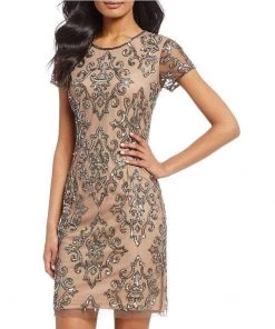 Adrianna Papell - AP1E202291 Embellished Jewel Cocktail Dress Cocktail Dresses