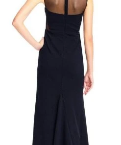 Adrianna Papell - AP1E202366 Metallic Floral Beaded Illusion Gown