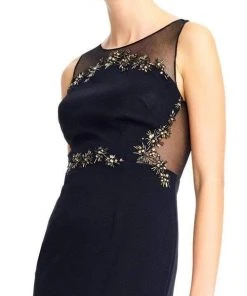 Adrianna Papell - AP1E202366 Metallic Floral Beaded Illusion Gown 8 Adrianna Papell - AP1E202366 Metallic Floral Beaded Illusion Gown