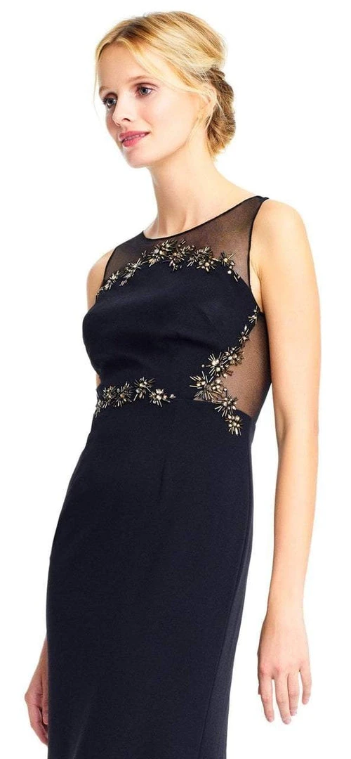 Adrianna Papell - AP1E202366 Metallic Floral Beaded Illusion Gown 5 Adrianna Papell - AP1E202366 Metallic Floral Beaded Illusion Gown