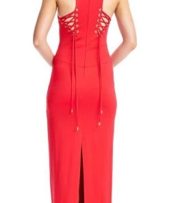 Adrianna Papell - AP1E202675 High Halter Fitted Strappy Back Dress