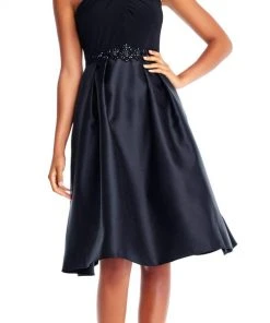 Adrianna Papell - AP1E202707 Criss Cross Halter A-Line Dress