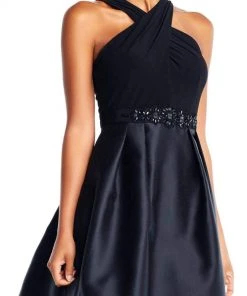 Adrianna Papell - AP1E202707 Criss Cross Halter A-Line Dress