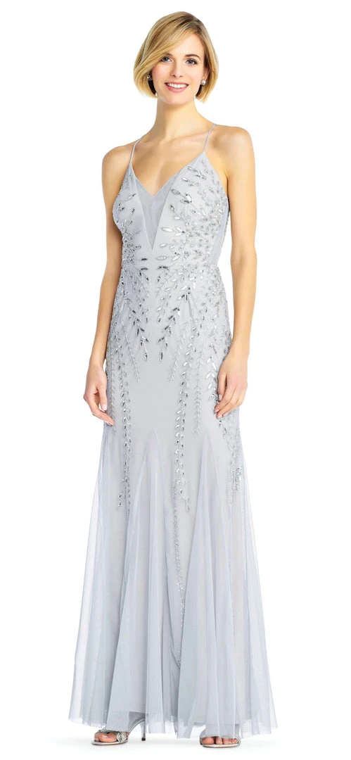 Adrianna Papell - AP1E202873 Rhinestone Embellished V-Neck Gown Formal Gowns 4 Adrianna Papell - AP1E202873 Rhinestone Embellished V-Neck Gown Formal Gowns