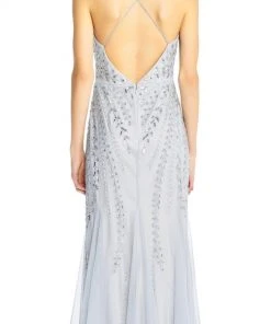 Adrianna Papell - AP1E202873 Rhinestone Embellished V-Neck Gown Formal Gowns 9 Adrianna Papell - AP1E202873 Rhinestone Embellished V-Neck Gown Formal Gowns