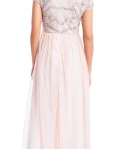 Formal Gowns Adrianna Papell - AP1E202874 Embellished Illusion Tulle A-line Dress