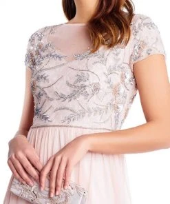 Formal Gowns Adrianna Papell - AP1E202874 Embellished Illusion Tulle A-line Dress