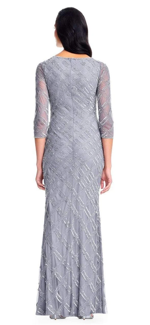 Adrianna Papell - AP1E202919 Beaded Sheer Quarter Length Sleeves Dress 4 Adrianna Papell - AP1E202919 Beaded Sheer Quarter Length Sleeves Dress