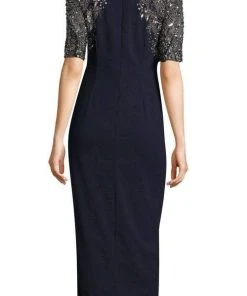 Formal Gowns Adrianna Papell - AP1E202926 Embellished V-Neck Ruffled Evening Gown 6 Formal Gowns Adrianna Papell - AP1E202926 Embellished V-Neck Ruffled Evening Gown