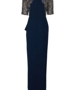 Formal Gowns Adrianna Papell - AP1E202926 Embellished V-Neck Ruffled Evening Gown 7 Formal Gowns Adrianna Papell - AP1E202926 Embellished V-Neck Ruffled Evening Gown