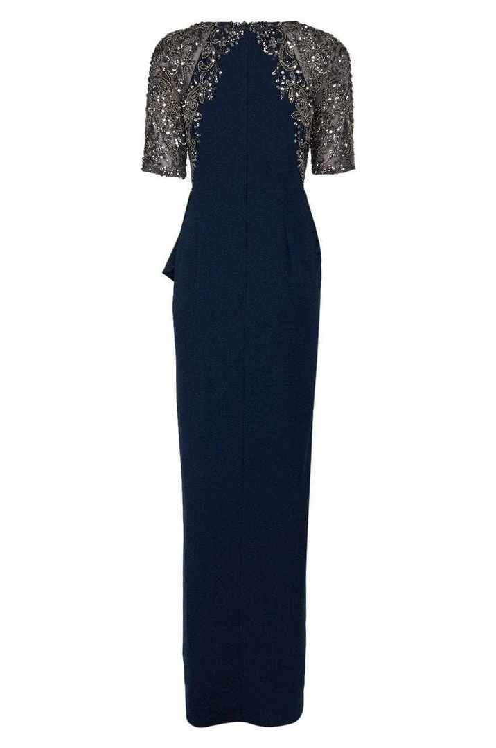 Formal Gowns Adrianna Papell - AP1E202926 Embellished V-Neck Ruffled Evening Gown 5 Formal Gowns Adrianna Papell - AP1E202926 Embellished V-Neck Ruffled Evening Gown