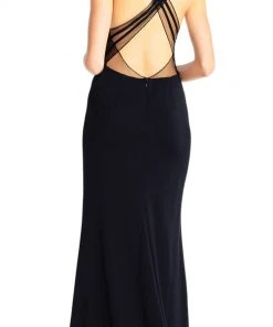 Adrianna Papell - AP1E203020 Sheer Cutouts Open Back Evening Gown