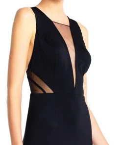 Adrianna Papell - AP1E203020 Sheer Cutouts Open Back Evening Gown