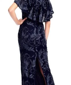 Adrianna Papell - AP1E203078 Embroidered Floral Capelet Evening Gown