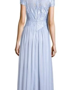 Adrianna Papell - AP1E203166 Lace Bateau Jersey A-line Dress Formal Gowns