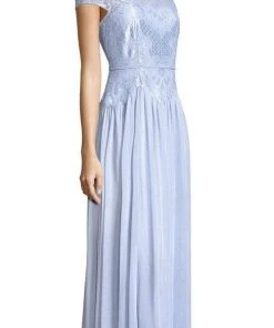 Adrianna Papell - AP1E203166 Lace Bateau Jersey A-line Dress Formal Gowns