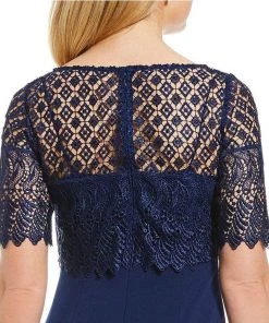 Adrianna Papell - AP1E203288 Lace Popover Bateau Evening Dress