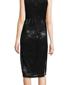 Adrianna Papell - AP1E203407 Sequined Bateau Knee Length Sheath Dress