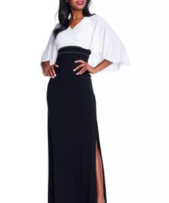 Adrianna Papell - AP1E203560 V-Neck Butterfly Sleeves Dress Formal Gowns