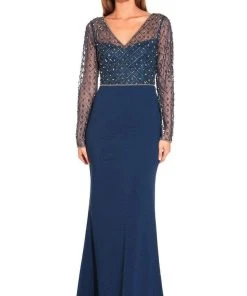 Adrianna Papell - AP1E203730 Embellished V-Neck Evening Gown Formal Gowns