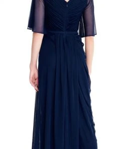 Adrianna Papell - AP1E203824 Crystal Beaded Pleated Vneck Sheath Dress Formal Gowns