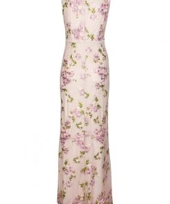 Adrianna Papell - AP1E204015 Floral Embroidered Bateau Sheath Dress