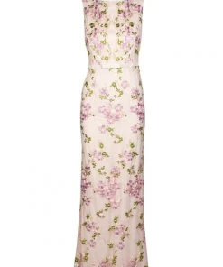 Adrianna Papell - AP1E204015 Floral Embroidered Bateau Sheath Dress