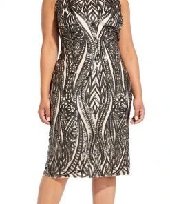 Adrianna Papell - AP1E204314 Sequined Jewel Cocktail Dress