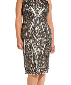 Adrianna Papell - AP1E204314 Sequined Jewel Cocktail Dress