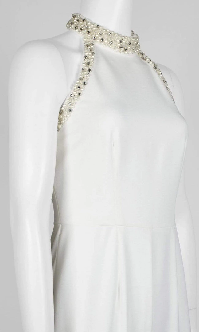 Adrianna Papell - AP1E204372 Pearl Beaded High Halter Jumpsuit 9 Adrianna Papell - AP1E204372 Pearl Beaded High Halter Jumpsuit