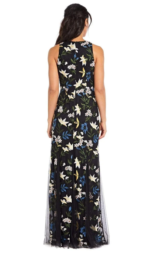 Adrianna Papell - AP1E204822 Embroidered Floral Long Sheath Dress 4 Adrianna Papell - AP1E204822 Embroidered Floral Long Sheath Dress