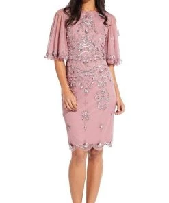Adrianna Papell - AP1E205102 Flutter Sleeve Bedazzled Body Con Dress Cocktail Dresses