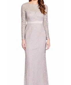 Adrianna Papell - AP1E205128 Lace Long Sleeve Fitted Dress Formal Gowns