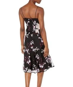 Adrianna Papell - AP1E205209 Tea Length Floral Sequined Trumpet Dress Cocktail Dresses