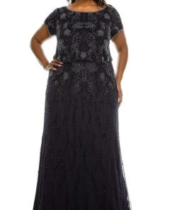 Adrianna Papell - AP1E205375W Bugle Beaded Full Length Dress