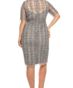 Cocktail Dresses Adrianna Papell - AP1E205393 Illusion V-Neck Sheath Dress