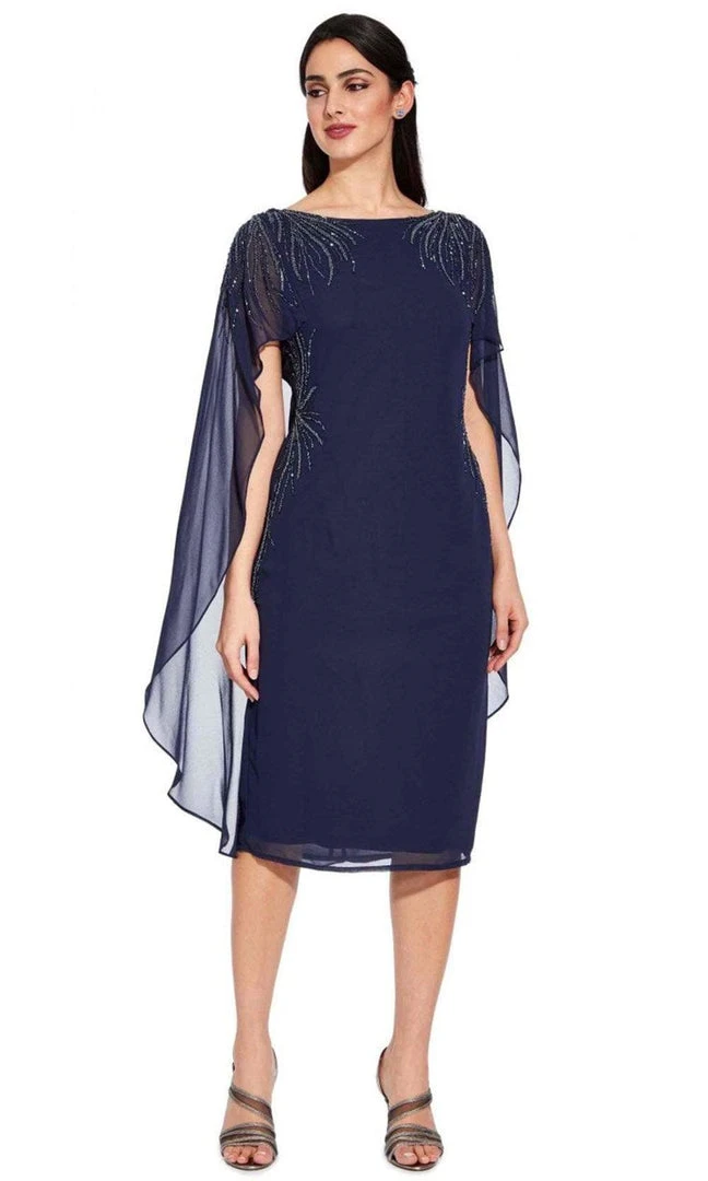 Cocktail Dresses Adrianna Papell - AP1E205401 Beaded Bateau Neck Illusion Chiffon Dress 5 Cocktail Dresses Adrianna Papell - AP1E205401 Beaded Bateau Neck Illusion Chiffon Dress