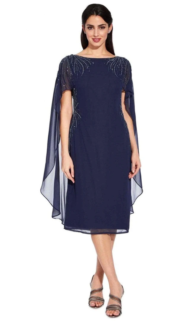 Cocktail Dresses Adrianna Papell - AP1E205401 Beaded Bateau Neck Illusion Chiffon Dress 3 Cocktail Dresses Adrianna Papell - AP1E205401 Beaded Bateau Neck Illusion Chiffon Dress